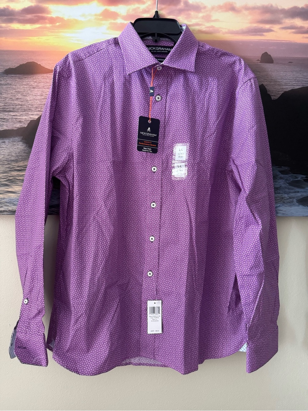 NICKGRAGAM Men’s Purple Patterned Dress Shirt/L/ 16-16,5/ NWT